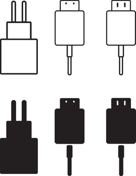 Mobile phone charger icon.Charger adapter sign icons, usb charging symbol, charger icon illustration, vector