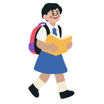 A girl in school uniform is walking with a book png