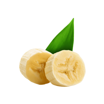 Sliced ripe banana with leaf on transparent background png