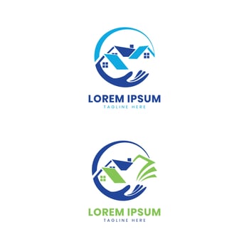 Home care logo design home loan house hand care giving concept vector