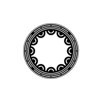 Black and White Circular Pattern Minimalist, Abstract Element. vector