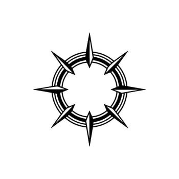 Black and White Decorative Mandala Element with Spikes, Modern Minimalist. vector