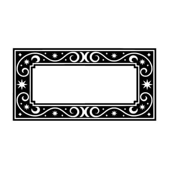 Decorative Rectangular Frame Swirls, Stars, and Ornate Border. vector