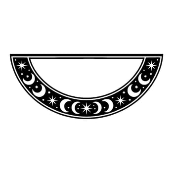 Crescent Moon Star Celestial Frame, Black White Minimalist. vector