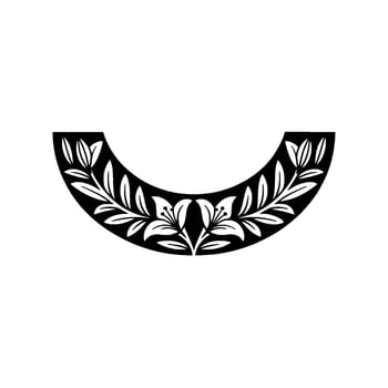 Elegant Floral Semicircle Black White Decorative. vector
