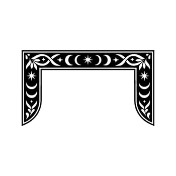 Celestial Archway Intricate Black and White Decorative Frame. vector