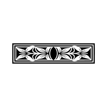 Elegant Art Deco Floral Border, Black White. vector