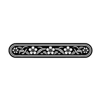 Decorative Floral Border, Black and White , Elegant Element. vector