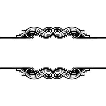 Elegant Black White Decorative Frame Floral Ornament. vector