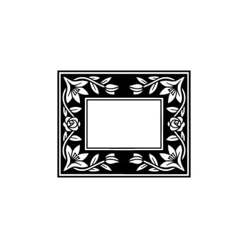 Decorative Floral Frame - Elegant Black White for Labels Invitations. vector