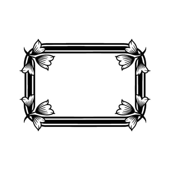 Elegant Floral Frame with Black and White - . vector