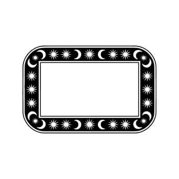 Celestial Frame Black and White Star and Moon Border on Cream. vector