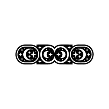 Celestial Border Moon and Stars Motif on White Background. vector