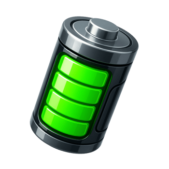 Metallic battery icon full charge green indicator png