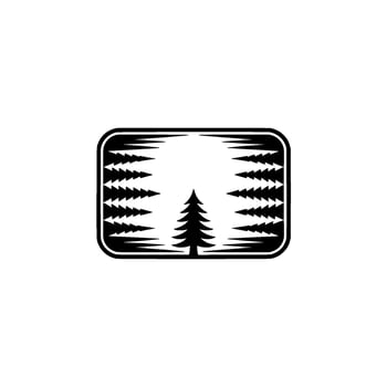 Modern Minimalist Forest Pines in a Framed , Simple. vector
