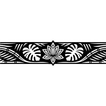 Black and White Floral Border , Minimalist Style. vector