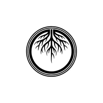 Minimalist Roots , Black White Circle Symbol. vector