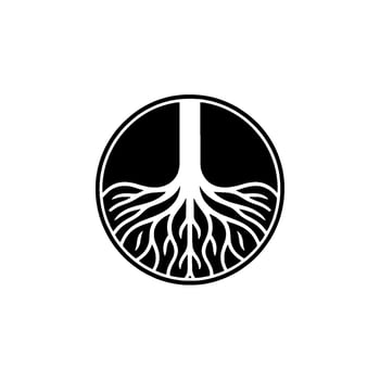 Minimalist Black and White Tree Roots. vector