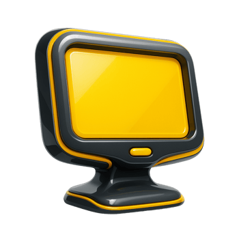 Modern yellow and gray computer monitor design render png