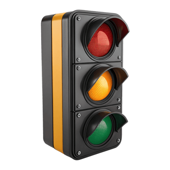 Three light traffic signal with yellow housing modern design png