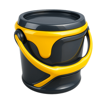Sleek gray and yellow paint bucket 3d render png