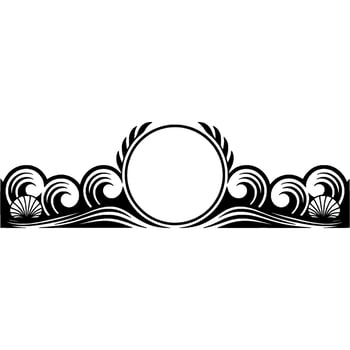 Elegant Black White Ocean Crest Border for Invitations. vector