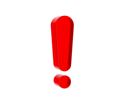 3D Red exclamation mark with a glossy finish, symbolizing urgency or alertness. 3d illustration png