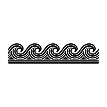 Minimalist Black White Wave Pattern Border. vector
