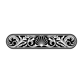 Elegant Black Floral Border with Seashell Element. vector