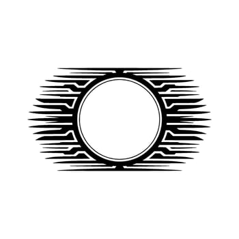 Modern Black White Badge Circle Frame Speed Lines. vector