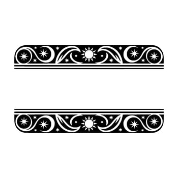 Celestial Border Sun, Stars, and Moon on a White Background. vector