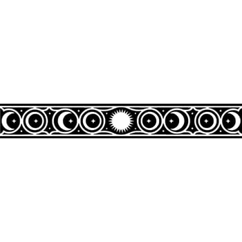 Celestial Border Moon, Sun, and Star Pattern, Minimalist Style. vector