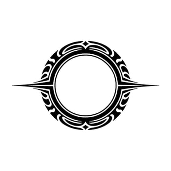 Abstract Tribal Circle Tattoo Element on White Background. vector