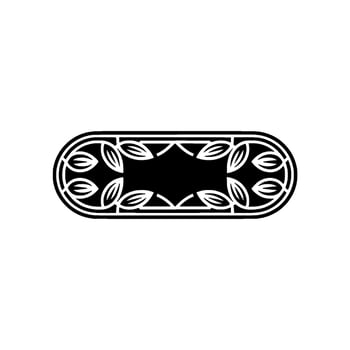 Elegant Black and White Floral Oval Frame. vector