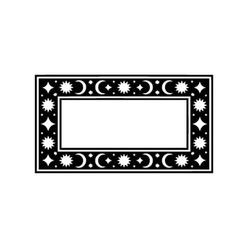 Celestial Border Frame Black White, Decorative, Space Themed. vector