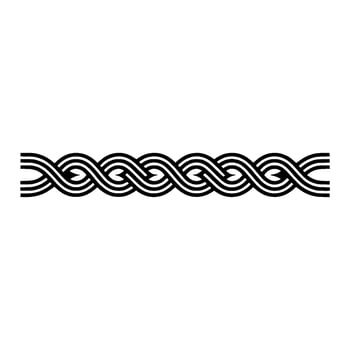 Intertwined Black and White Woven Border on White Background. vector