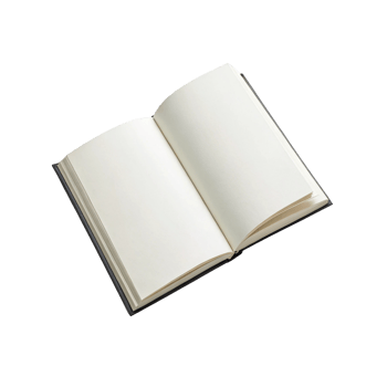 Open blank notebook journal mockup for writing design on transparent background png