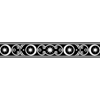 Decorative Black White Border with Stars, Ornament, Abstract. vector