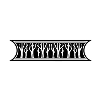 Elegant Forest Border Black White Art Deco Element. vector