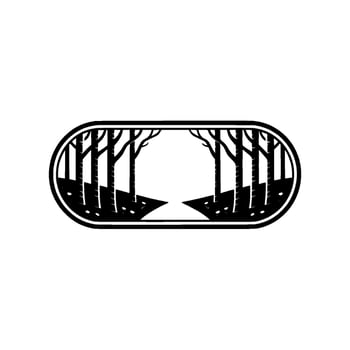Minimalist Forest Pathway in a Capsule Shape. vector