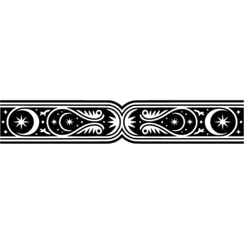 Elegant Celestial Border - Black and White, Decorative Element. vector