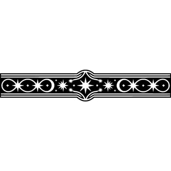 Ornamental Star and Swirl Border, Elegant Black White. vector
