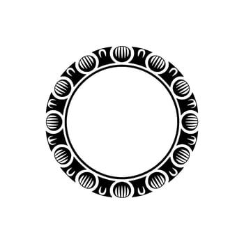 Minimalist Circle Ornament, Black White , Border, Decorative Frame. vector