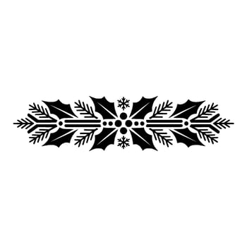 Minimalist Christmas Holly Border Element, Black and White. vector