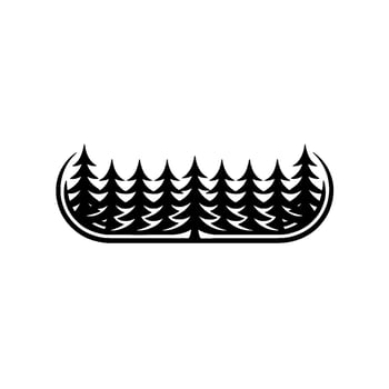 Minimalist Forest Silhouette with Curved Frame - Illustration. vector