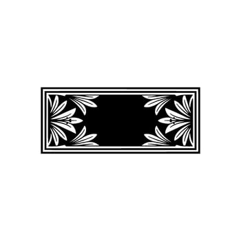 Elegant Black White Floral Border, Illustration - . vector
