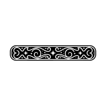 Elegant Ornamental Border, Black and White Swirls, Geometric. vector