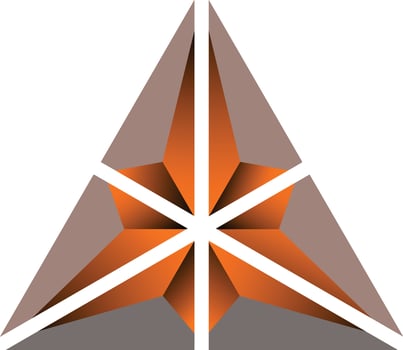 Abstract geometric triangle design with orange star vector