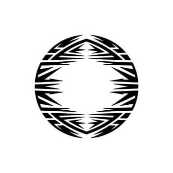 Minimalist Tribal Circle in Black on White. vector