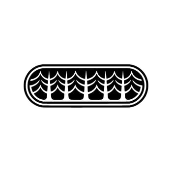 Minimalist Forest Black Trees Inside Oval Frame. vector